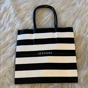 Sephora Black and White Striped Tote Bag